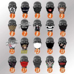 20x pack Face Masks Adult Fun styles soft Fashion cat skull monkey fun flower +